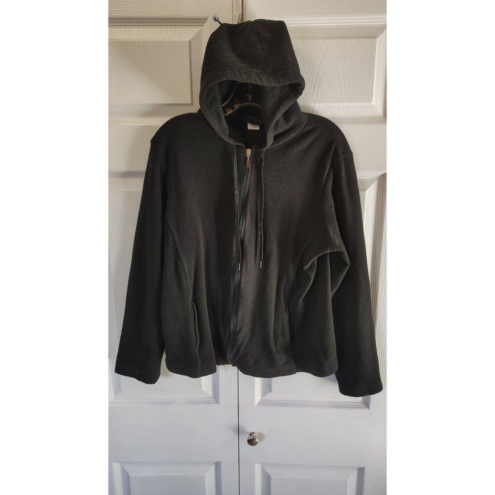 Athletech Women's Solid Black Full-Zip Fleece Hoodie XL